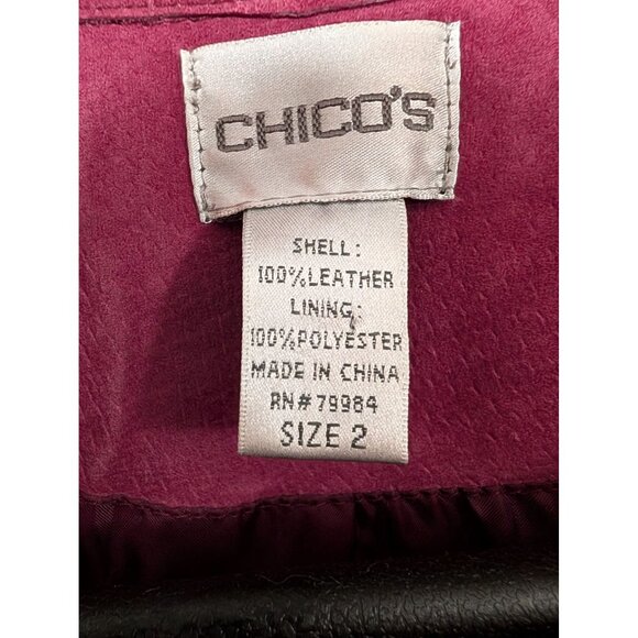 Pink Suede Leather Quilted Jacket Chicos Size 2 (Women's Size 12) - Picture 6 of 7